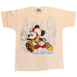 Vintage 90s Mickey Unlimited Football T-Shirt Jerry Leigh Single Stitch White XL